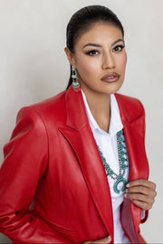 Sample Sale! Red Collection - Single Breasted Leather Blazer