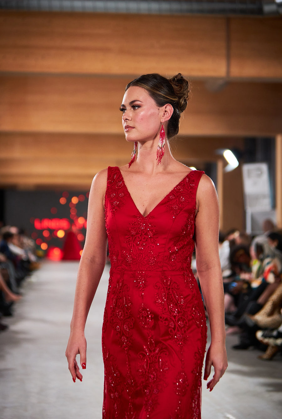 Sample Sale! Red Collection - Beaded Satin Gown