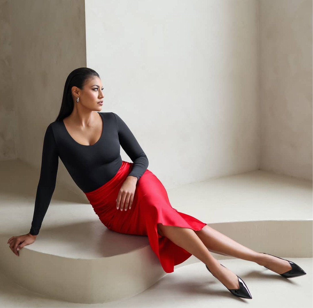 Silk Midi Skirt