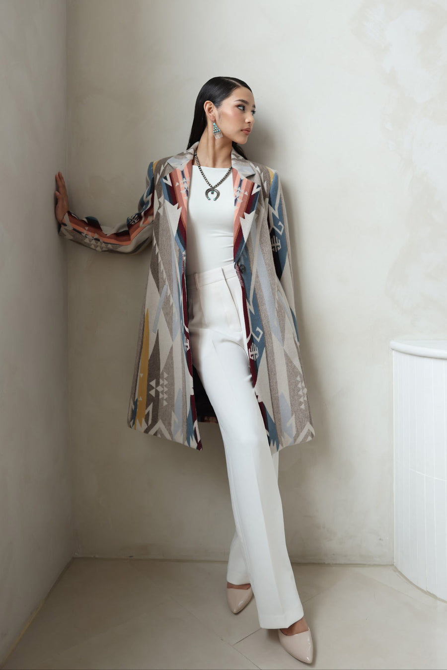 Women's Top Coat - Made With White Sands Tan Pendleton® Wool