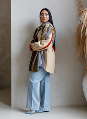 Chaqueta estilo camisa para mujer, confeccionada con lana Oxford Wyeth Beige Pendleton®