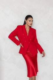 Sample Sale! Red Collection - Satin Midi Skirt