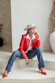 Sample Sale! Red Collection - Single Breasted Leather Blazer