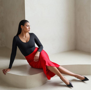 Sample Sale! Red Collection - Satin Midi Skirt