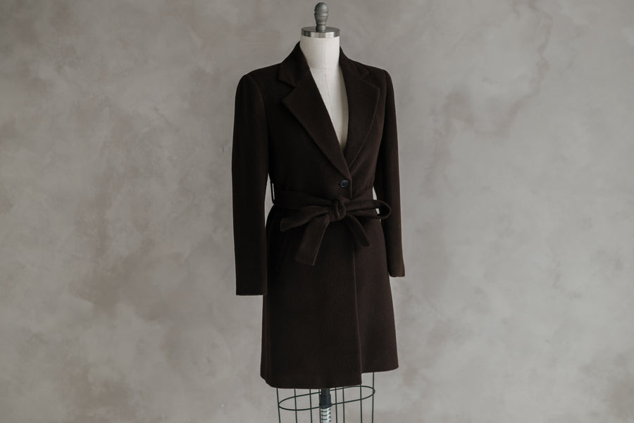 One of One Belted Top Coat — Espresso Baby Alpaca Sample