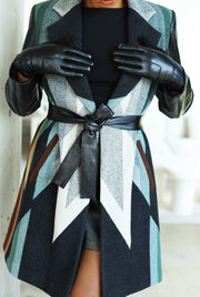 Women's Belted Top Coat - Made With Oxford Wyeth Trail Pendleton® Wool & Leather Sleeves