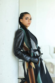Women's Belted Top Coat - Made With Oxford Wyeth Trail Pendleton® Wool & Leather Sleeves