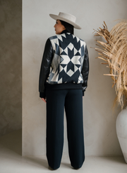 Women's Bomber Jacket With Leather Sleeves - Made With Nike N7 Peaks Pendleton® Wool