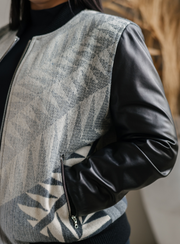 Women's Bomber Jacket With Leather Sleeves - Made With Nike N7 Peaks Pendleton® Wool