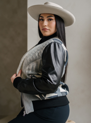 Women's Bomber Jacket With Leather Sleeves - Made With Nike N7 Peaks Pendleton® Wool