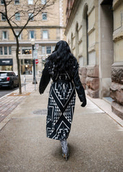 Women's Belted Long Coat - Made With Oxbow Pendleton® Wool & Leather Sleeves