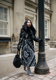 Women's Belted Long Coat - Made With Oxbow Pendleton® Wool & Leather Sleeves