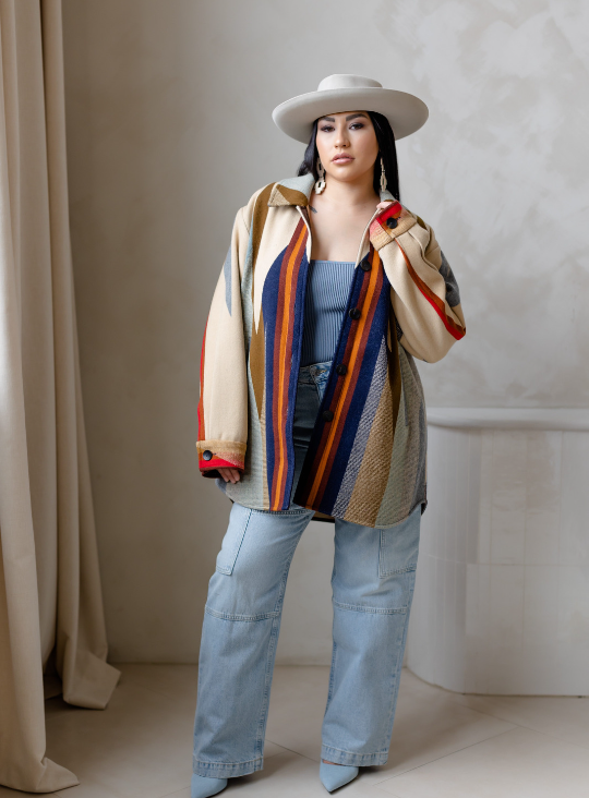 Women's Shirt Jacket - Made With Oxford Wyeth Beige Pendleton® Wool
